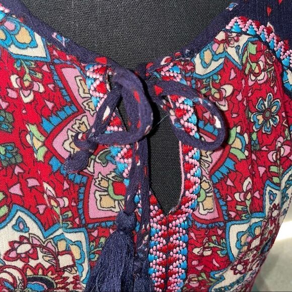 Bila jessica mixed paisley- boho V neck tassel top high low hem size Med - Picture 3 of 13